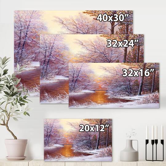 Designart - Christmas Forest With River and Trees II